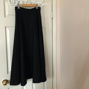 Anne Klein Black Full Maxi Wool Skirt